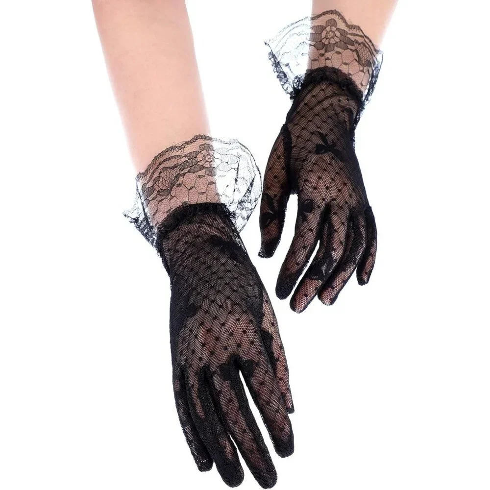 Women's Elegant Dress Up Lace Gloves Black Halloween Wedding Parties Prom